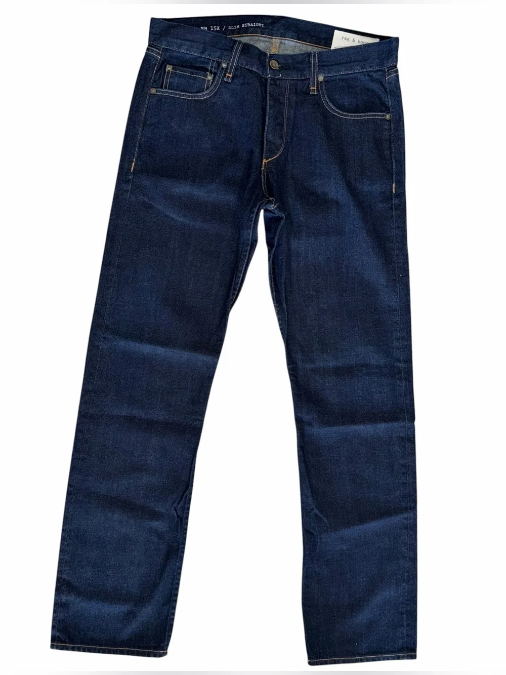 Rag & Bone RB15X Slim Straight Jeans Men’s 33 Dark Wash Selvedge Made USA